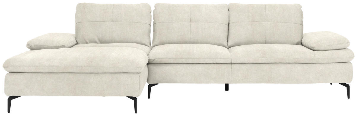 ECKSOFA in Velours Beige  - Beige/Schwarz, Design, Textil/Metall (179/301cm) - Chilliano