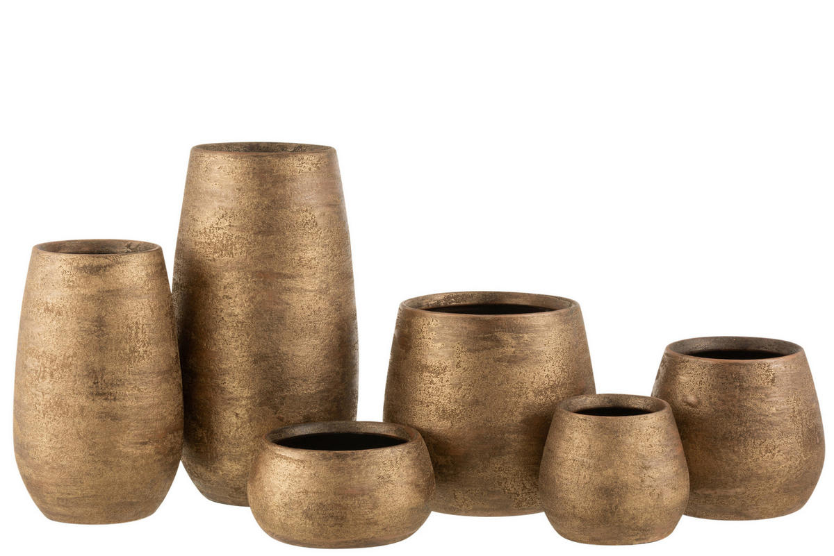 DEKOVASE  - Goldfarben, Basics, Keramik (22/22/41cm) - Ambia Home