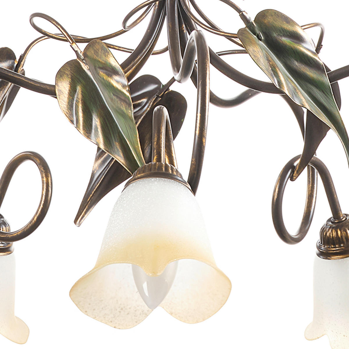 KRONLEUCHTER 90/130 cm  - Bronzefarben/Olivgrün, KONVENTIONELL, Glas/Metall (90/130cm)