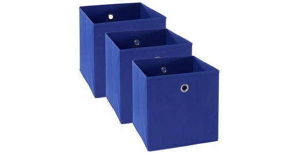 FALTBOX 3er Set Metall, Textil, Karton Blau, Silberfarben  - Blau/Silberfarben, Design, Karton/Textil (32/32/32cm) - Carryhome