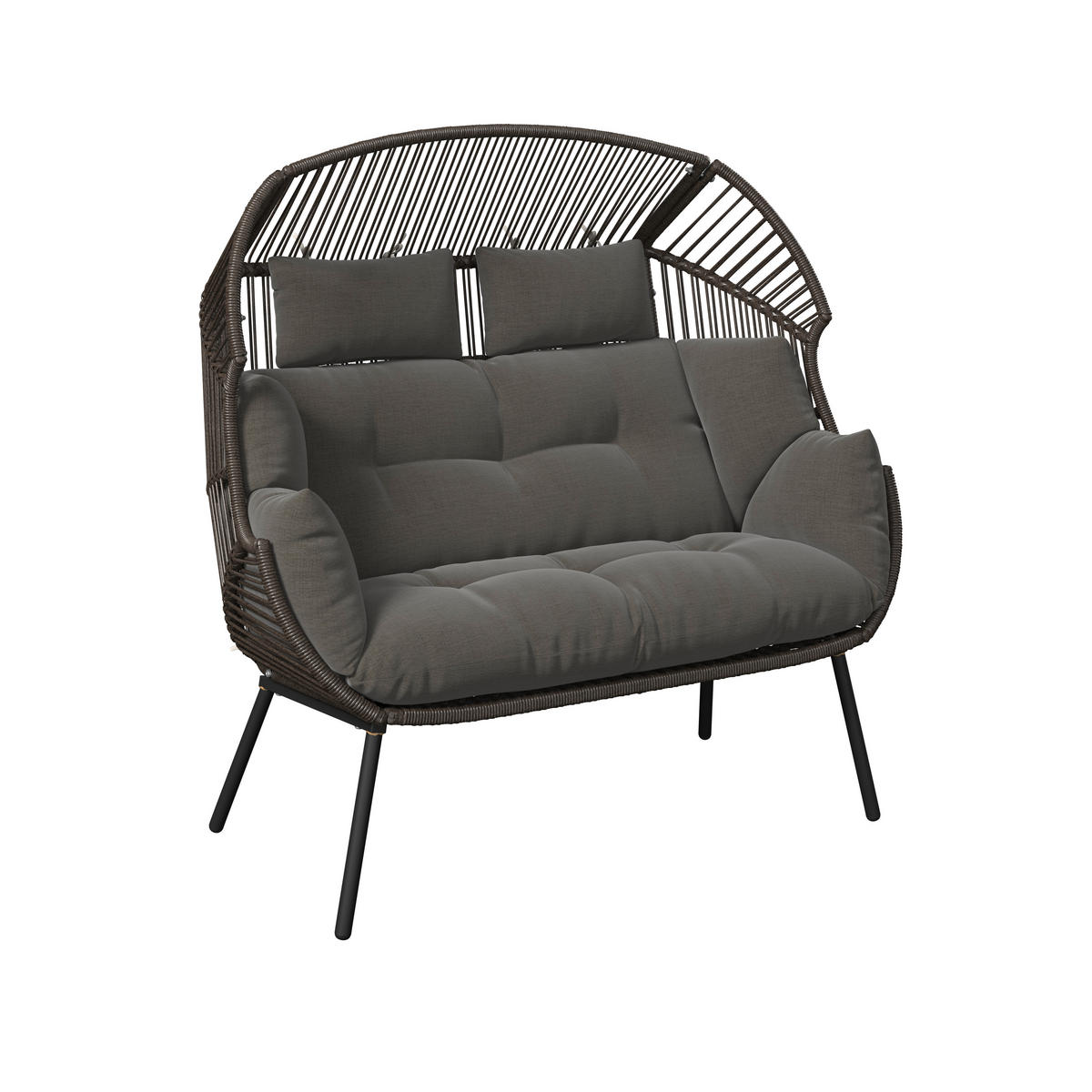 GARTENMUSCHEL 146/136/83 cm Eisen  - Dunkelgrau/Grau, MODERN, Kunststoff/Textil (146/136/83cm) - Ambia Garden