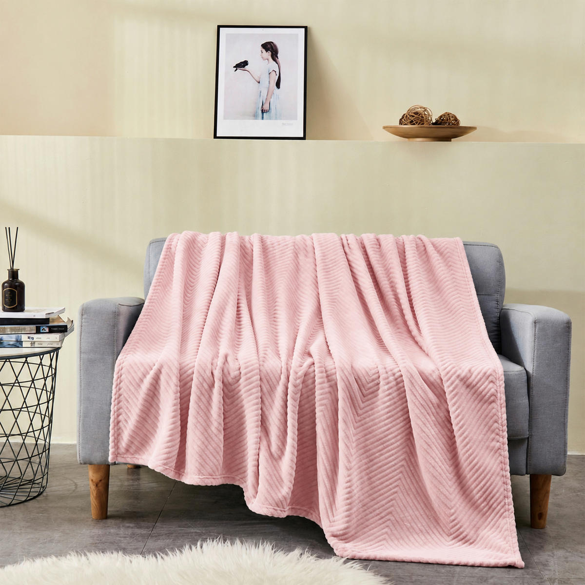 DECKE 150/200 cm  - Pink, Basics, Textil (150/200cm) - Novel