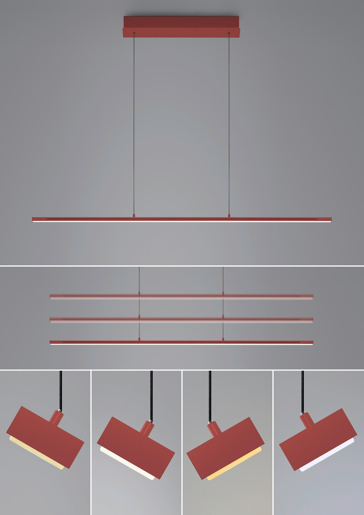 LED-HÄNGELEUCHTE 121/20/150 cm    - Rot, Design, Metall (121/20/150cm)
