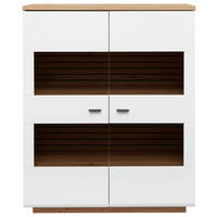 VYSOKÁ KOMODA, biela, dub artisan, 110/136/40 cm - biela/antracitová, Design, kov/kompozitné drevo (110/136/40cm) - Stylife