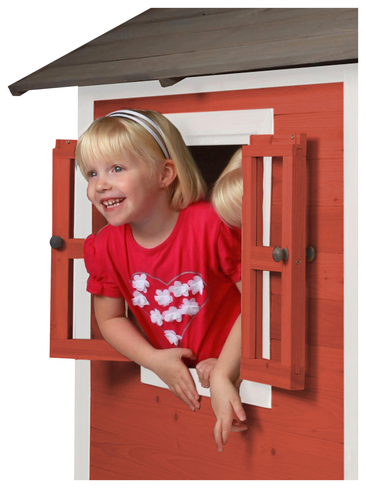 SPIELHAUS  - Rot/Weiß, KONVENTIONELL, Holz/Kunststoff (101/17/139cm) - Ambia Garden