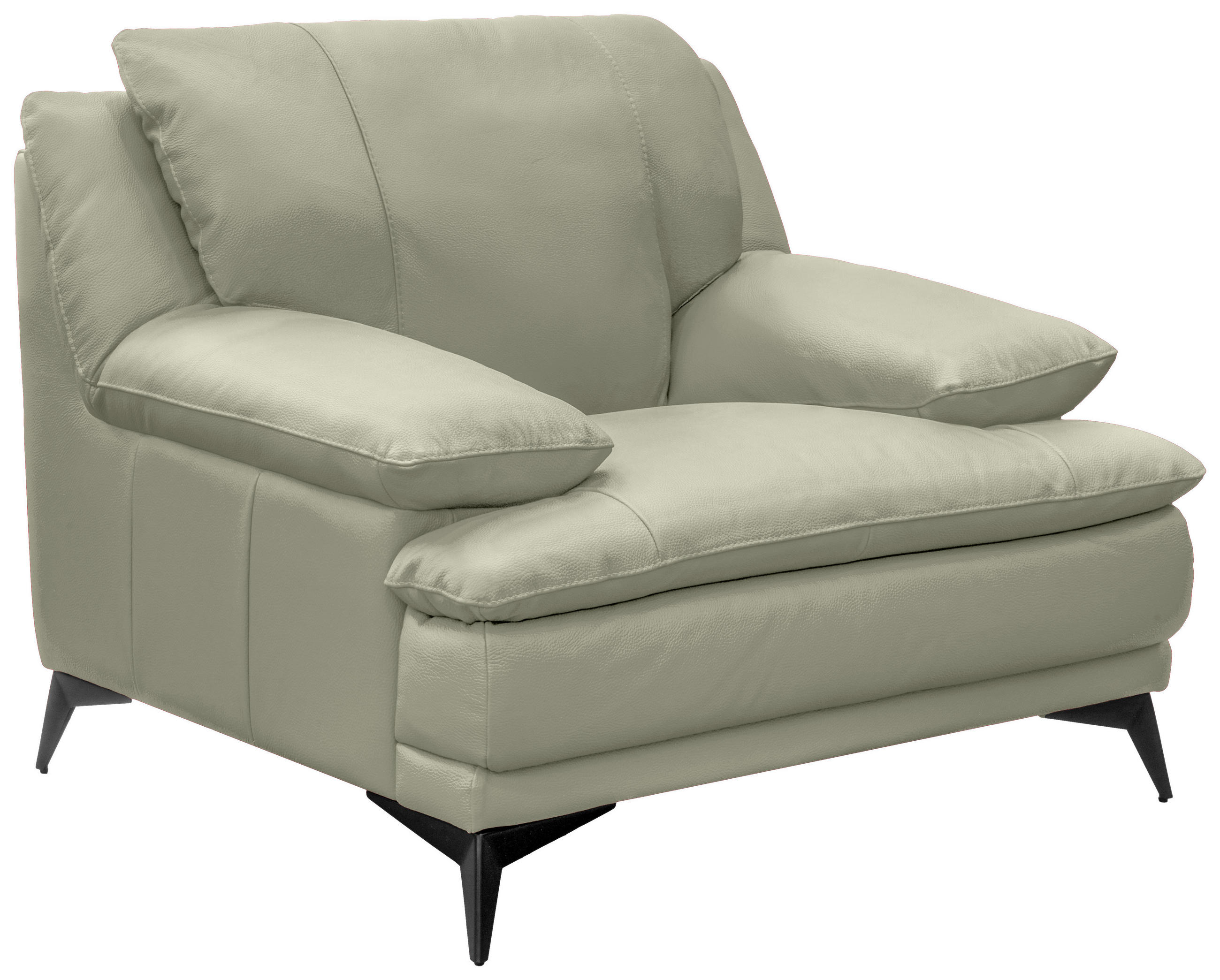 SESSEL in Echtleder Taupe  - Taupe/Schwarz, Design, Leder/Metall (115/92/98cm) - Novel