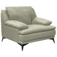 SESSEL in Echtleder Taupe  - Taupe/Schwarz, Design, Leder/Metall (115/92/98cm) - Novel
