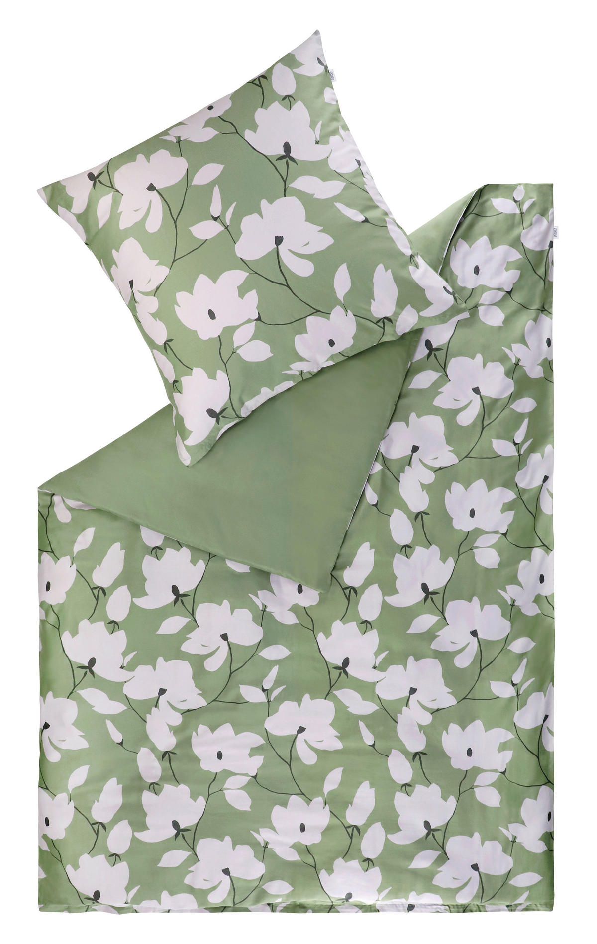 BETTWÄSCHESET Schöner Wohnen - Fleur khaki Satin 160/210 cm  70 cm/50 cm  - Khaki/Grün, Basics, Textil (160/210cm) - Schöner Wohnen