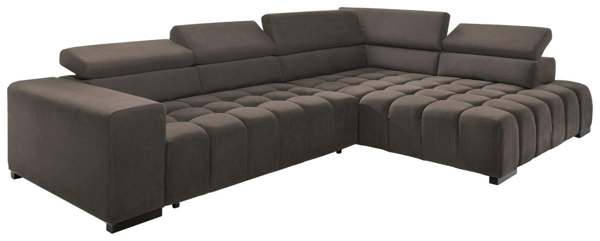 ECKSCHLAFSOFA in Braun Textil   - Schwarz/Braun, Design, Holz/Textil (307/201cm) - Livetastic