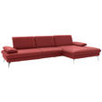 ECKSOFA in Echtleder Dunkelrot  - Chromfarben/Dunkelrot, Design, Leder/Metall (325/157cm) - Dieter Knoll