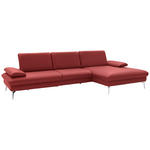 ECKSOFA Dunkelrot Echtleder  - Chromfarben/Dunkelrot, Design, Leder/Metall (325/157cm) - Dieter Knoll