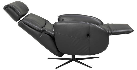 RELAXSESSEL Itala Echtleder Relaxfunktion, Kopfteilverstellung, Rücken echt    - Schwarz, Design, Leder (71/110/80cm) - Novel