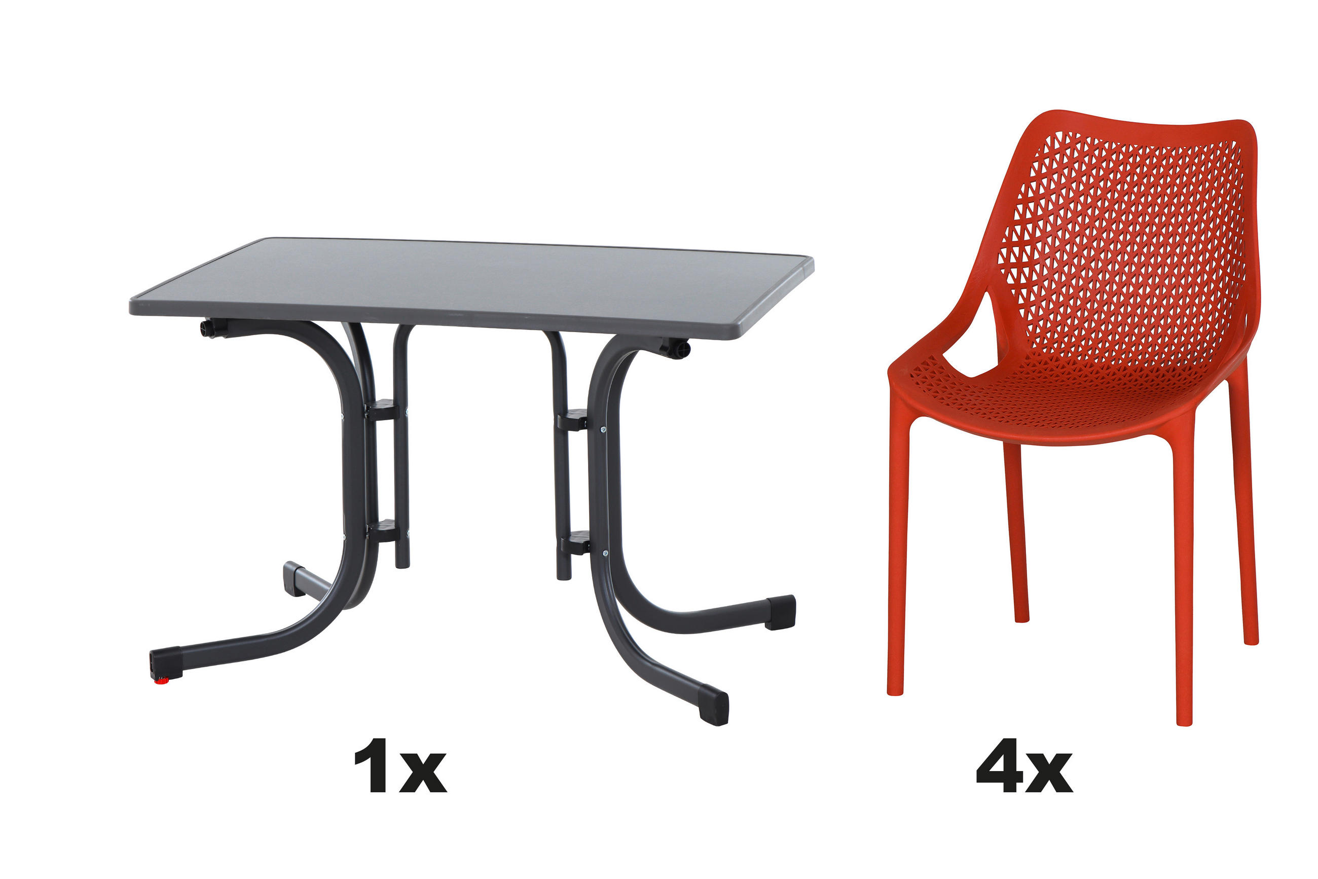 GARTENGARNITUR 5-teilig  - Anthrazit/Rot, Basics, Kunststoff/Metall (70/81/110cm) - Siena Garden
