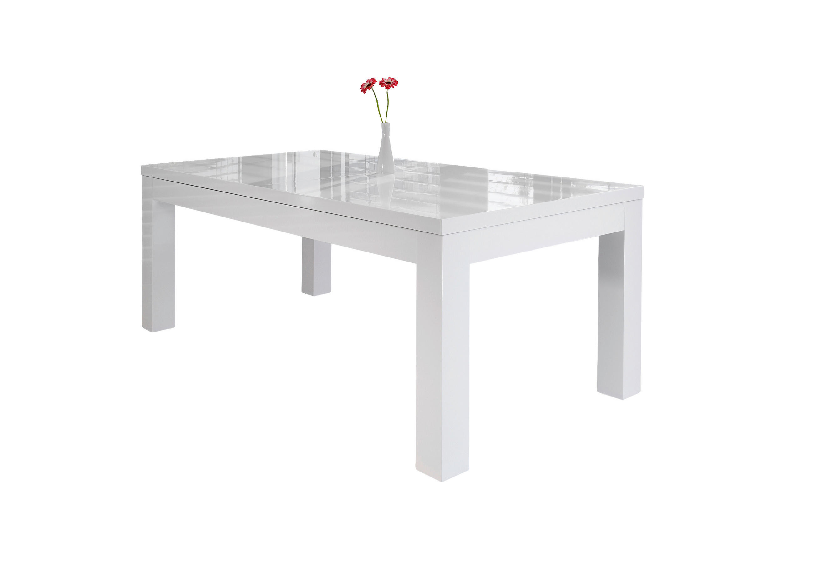 Mid.you Esstisch Weiß Hochglanz 90x75x180-260 cm