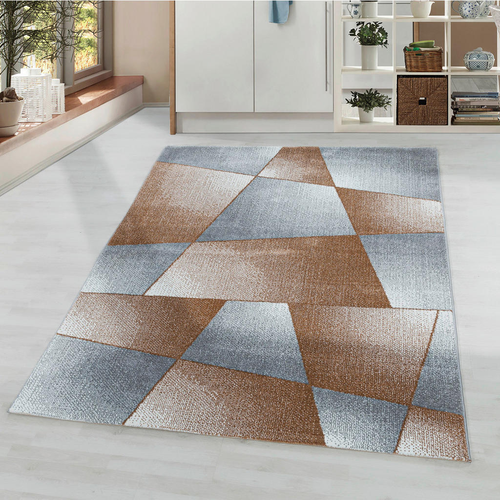 Thumbnail - Xxxl Hochflorteppich Rio 4603 kupfer, Kupfer, Textil, Abstraktes, rechteckig, 140x200 cm, Oeko-Tex® Standard 100, für Fu...