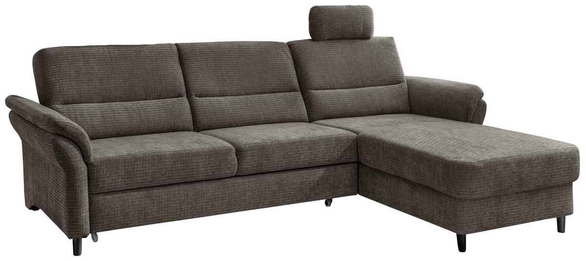 ECKSOFA in Mikrofaser Graubraun  - Graubraun/Schwarz, Modern, Holz/Textil (279/176cm) - Livetastic