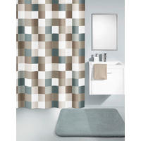 DUSCHVORHANG Check 180/200 cm  - Taupe, Design, Textil (180/200cm) - Kleine Wolke