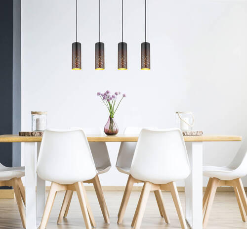 HÄNGLAMPA 80/10/150 cm  - svart/guldfärgad, Design, metall (80/10/150cm) - Globo