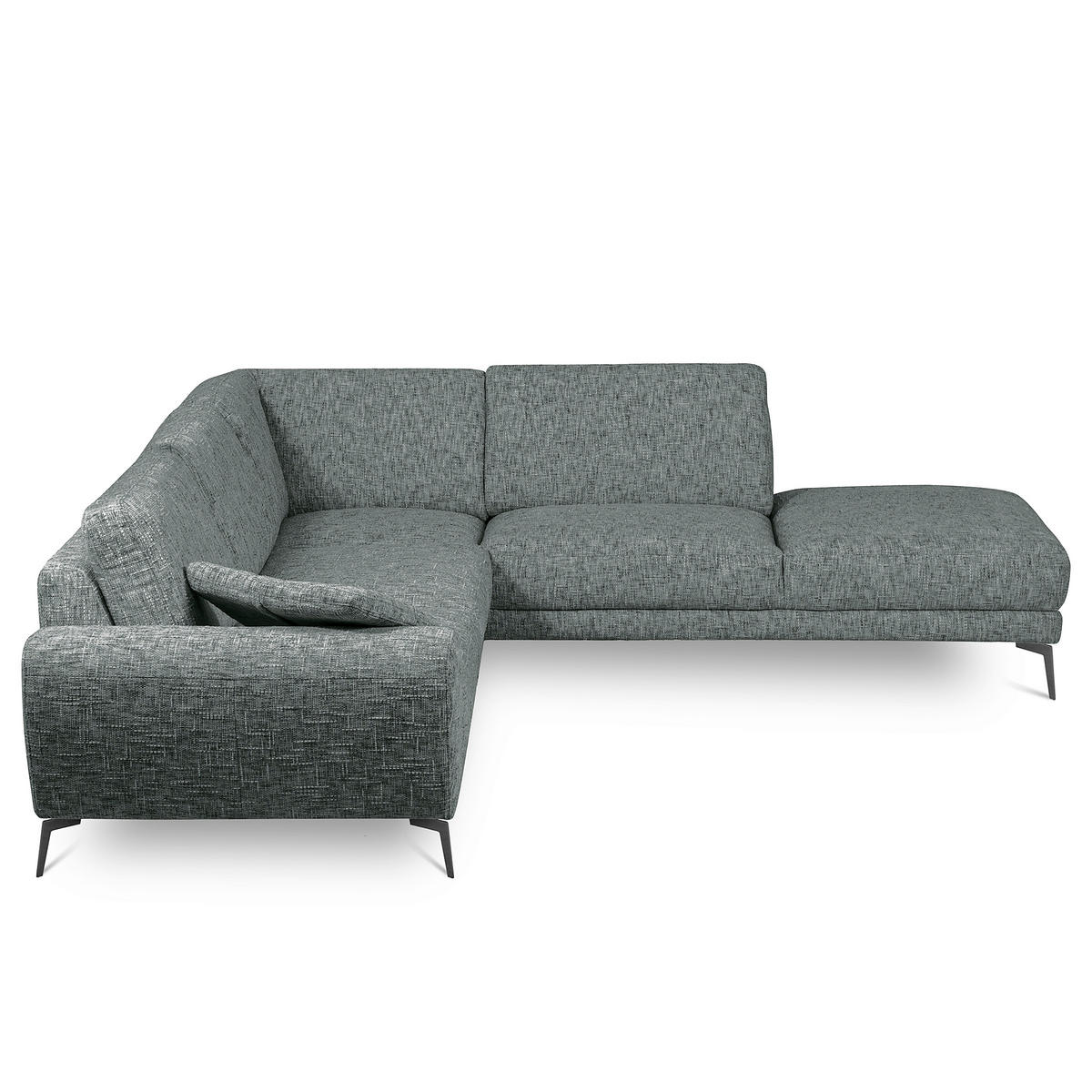 ECKSOFA SPRING Anthrazit Webstoff Zierkissen  - Anthrazit/Schwarz, Design, Textil/Metall (273/250cm) - Livetastic