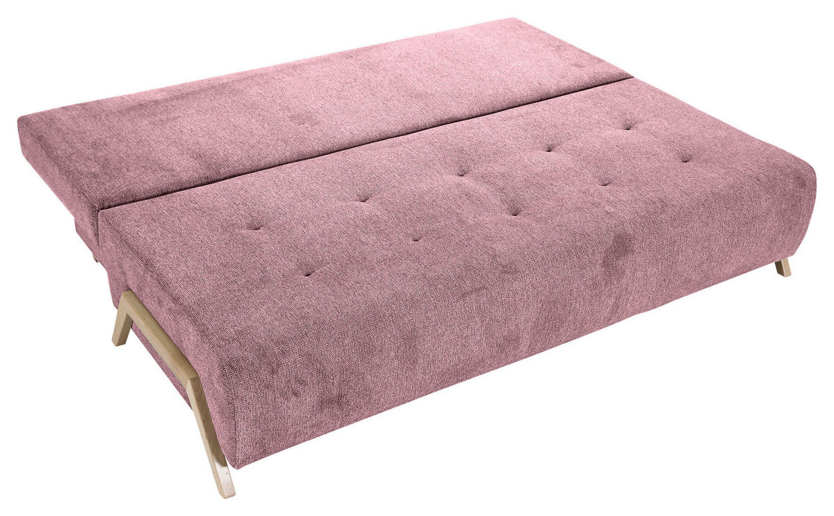 SCHLAFSOFA  mit Liegefunktion, Rücken echt Flachgewebe Altrosa  - Buchefarben/Altrosa, KONVENTIONELL, Holz/Textil (204/75/100cm) - Carryhome