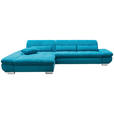 ECKSOFA Türkis Mikrofaser Kopfteilverstellung  - Türkis/Schwarz, Design, Textil/Metall (204/341cm) - Xora