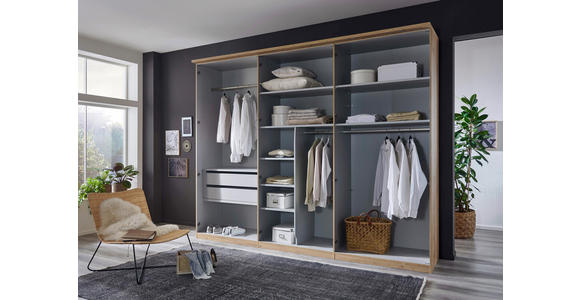 SCHWEBETÜRENSCHRANK 250/217/67 cm 3-türig Weiß, Eiche Bianco - Eiche Bianco/Weiß, Design, Holzwerkstoff (250/217/67cm) - Novel
