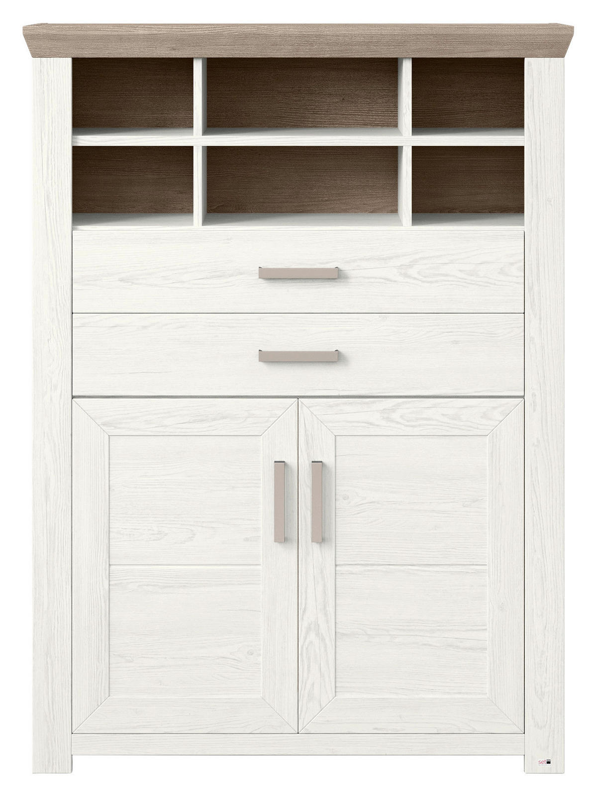 HIGHBOARD  in 104,4/142,6/42,2 cm  - Eichefarben/Weiß, Design, Holzwerkstoff/Metall (104,4/142,6/42,2cm) - SetOne by Musterring