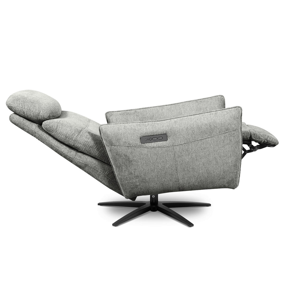 RELAXSESSEL in Textil Hellgrau  - Hellgrau/Schwarz, Design, Textil/Metall (77/107/88cm) - Livetastic