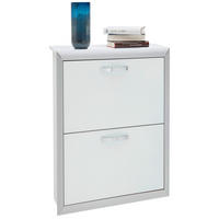 SCHUHSCHRANK Weiß, Alufarben  - Alufarben/Weiß, Design, Glas/Holzwerkstoff (63/89/35cm) - Dieter Knoll