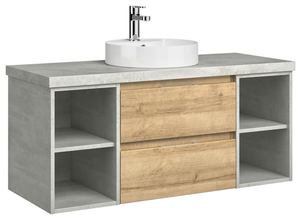 WASCHTISCHKOMBI 118 cm  - Eichefarben/Grau, KONVENTIONELL, Keramik/Holzwerkstoff (118cm) - Pelipal