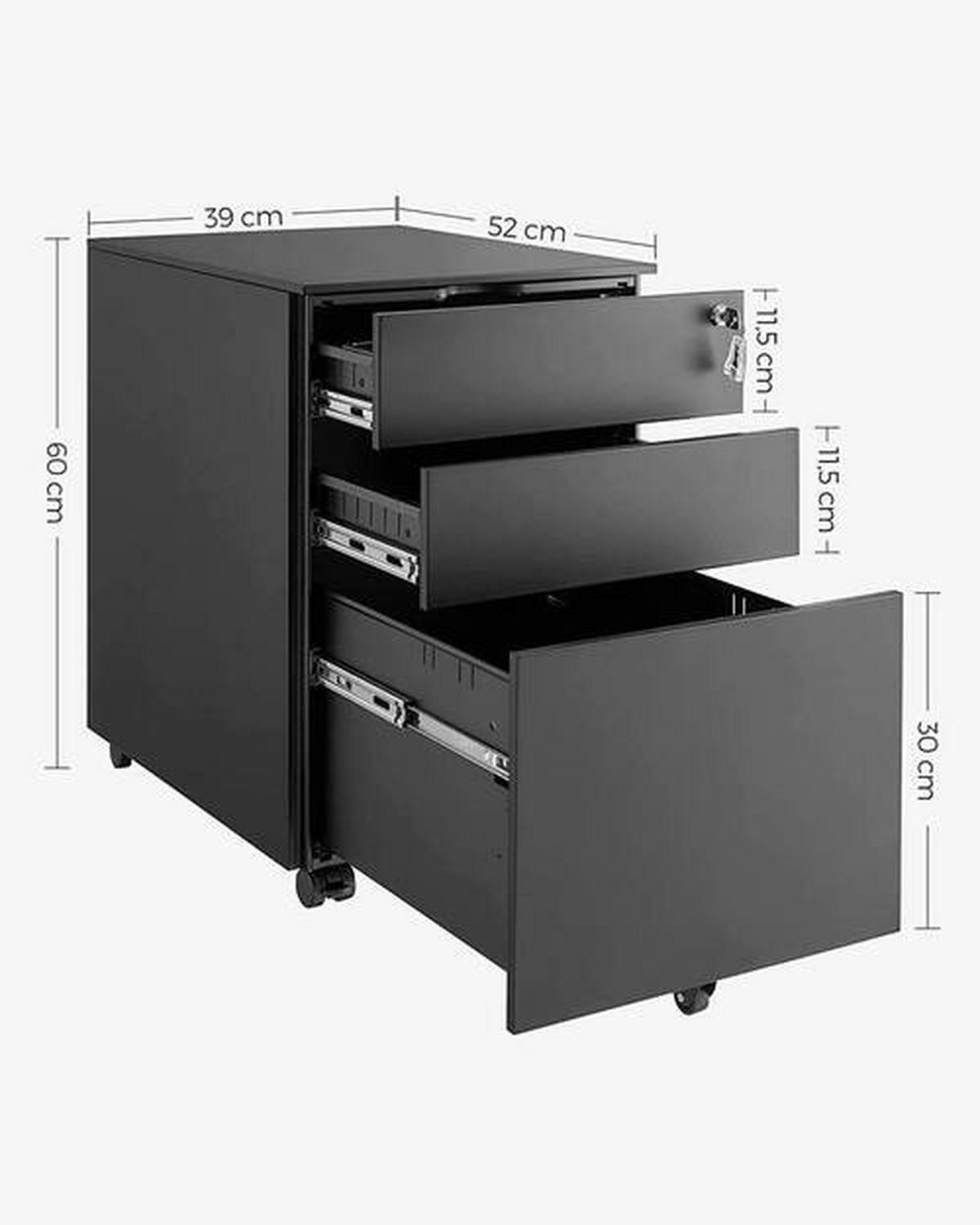 ROLLCONTAINER Schwarz  - Schwarz, Basics, Metall (39/60/52cm) - Boxxx