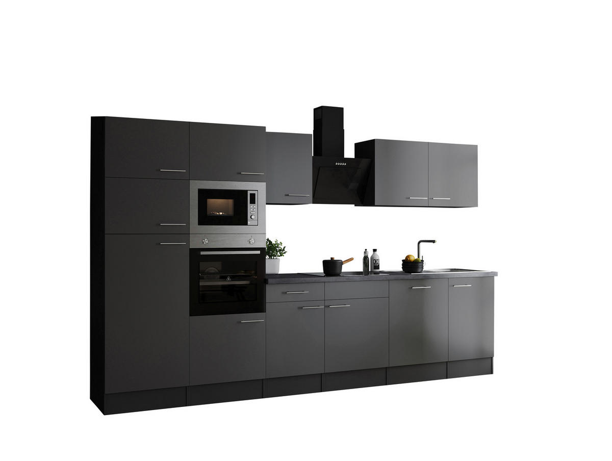 MODULKÖK 340 cm   i grå  - silver/grå, Design, metall/trämaterial (340cm) - Respekta