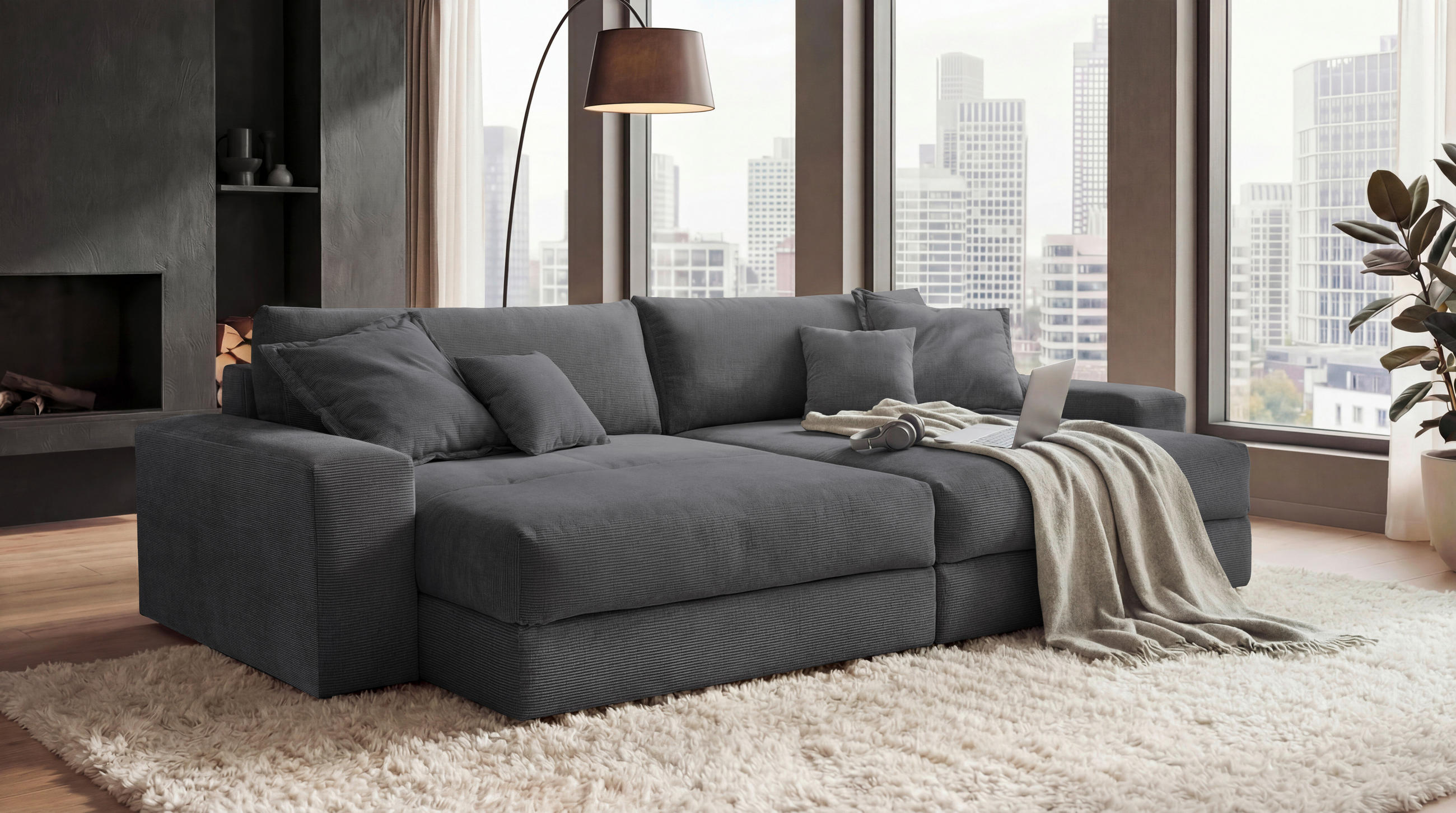 P & B POHOVKA BIG SOFA, textil, antracitová
