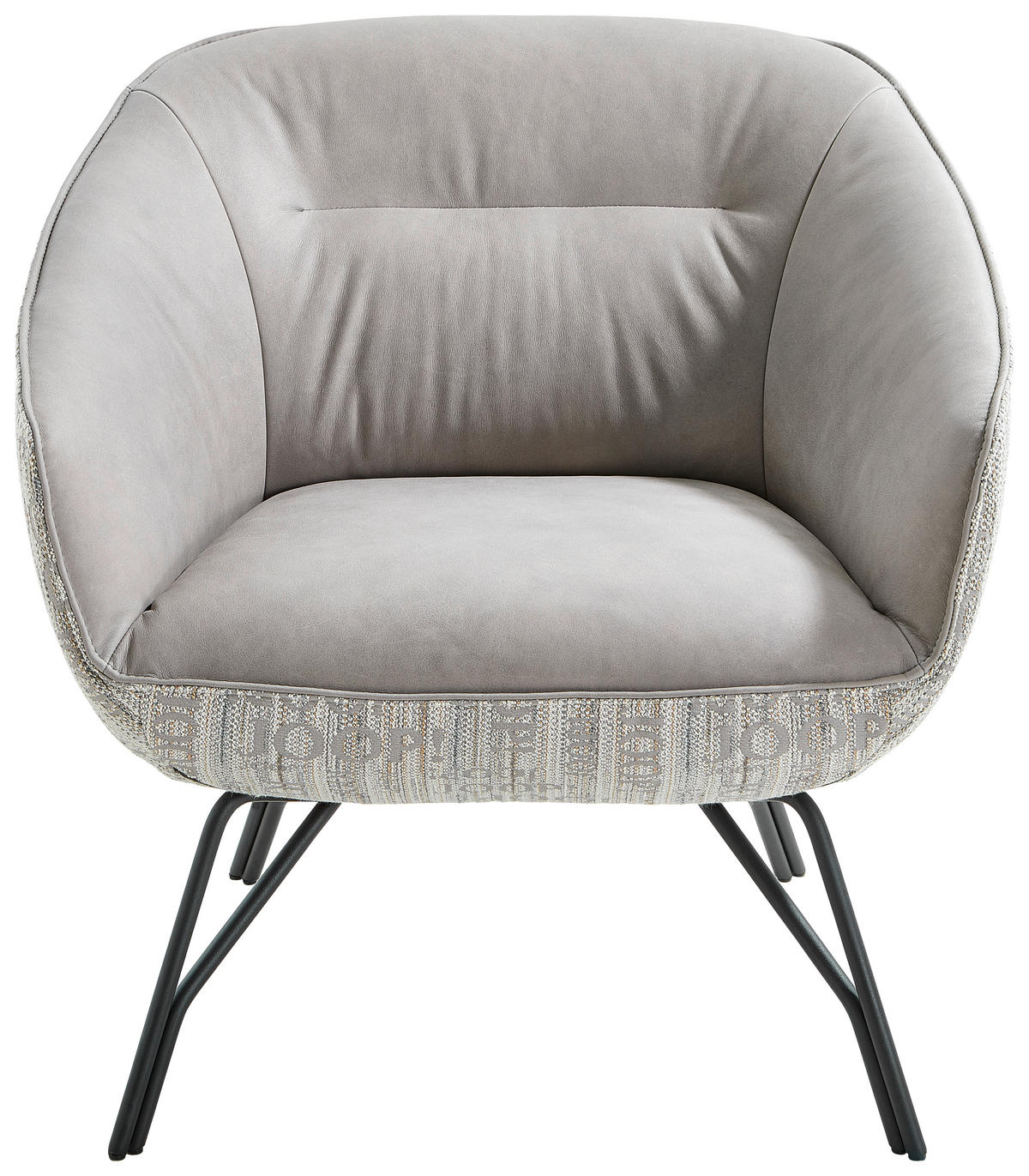 DESIGNSESSEL Echtleder Struktur Grau    - Anthrazit/Grau, Design, Leder/Textil (76/80/73cm) - Joop!