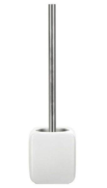 WC SADA - ŠTĚTKA A DRŽÁK - bílá/barvy nerez oceli, Basics, kov/plast (38/10,8cm) - Kleine Wolke