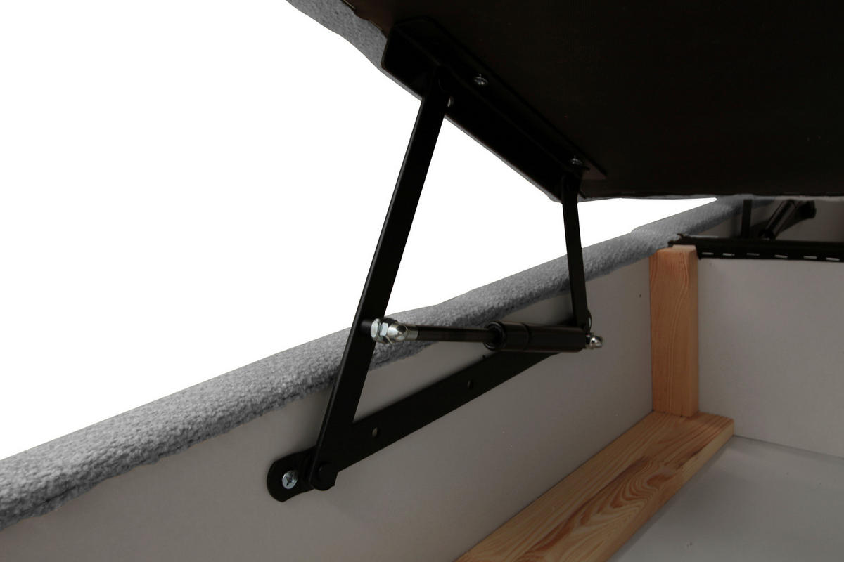 BOXBETT 140/200 cm,  in Grau, Bettkasten, Topper, H3 + H3 = fest  - Schwarz/Grau, Trend, Textil/Metall (140/200cm) - Esposa