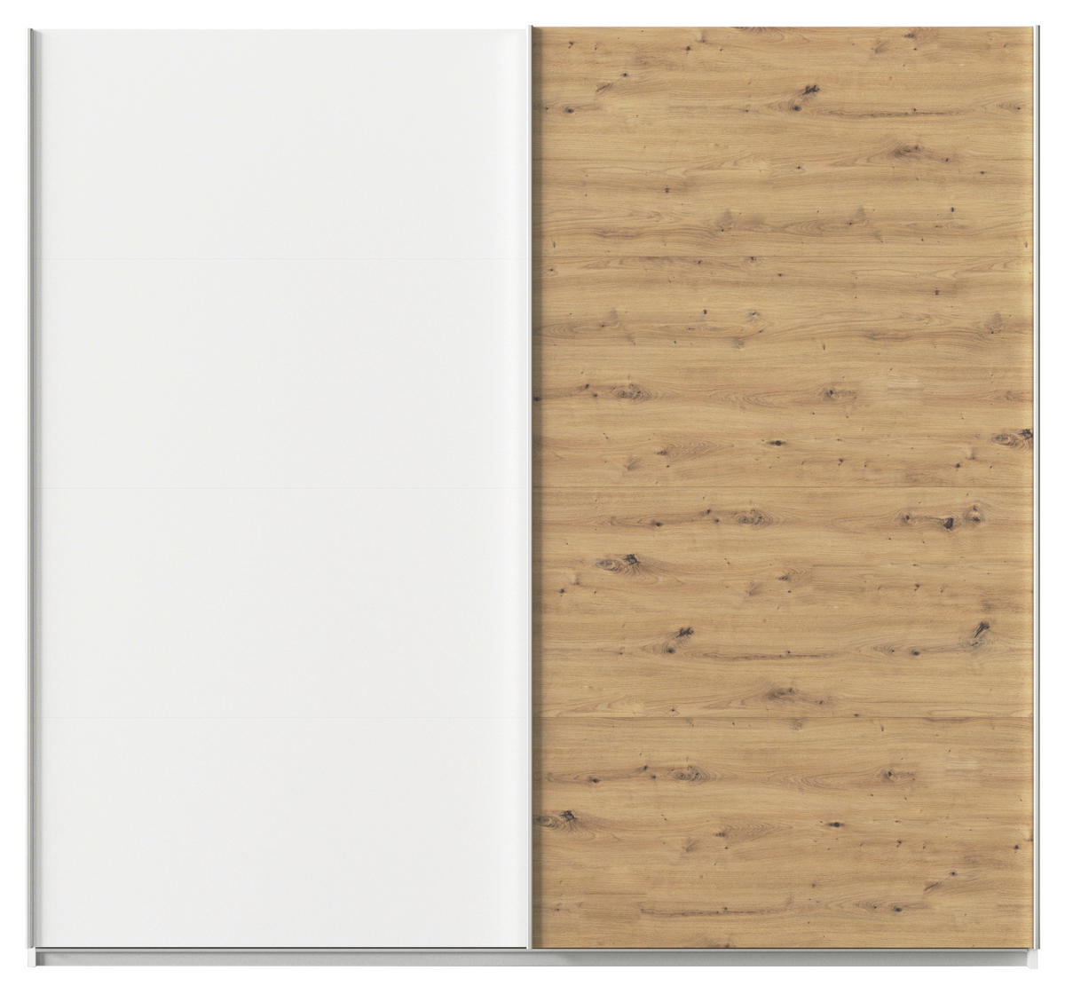 SCHWEBETÜRENSCHRANK  in Weiß, Eiche Artisan  - Alufarben/Weiß, KONVENTIONELL, Holzwerkstoff/Metall (225/210/62cm) - Xora