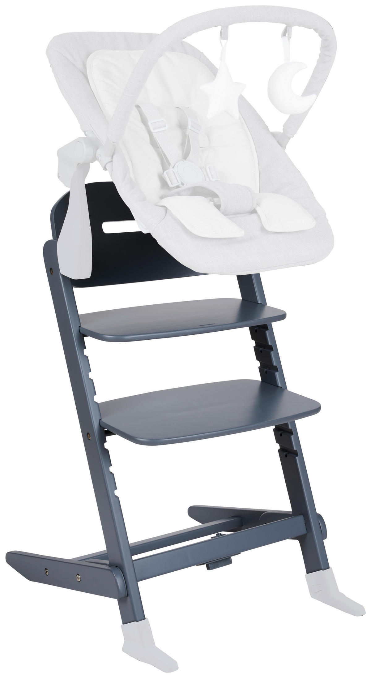 DETSKÁ JEDÁLENSKÁ STOLIČKA, buk lesný, sivá - sivá, Design, kov/drevo (63/48,5/81cm) - Jimmylee