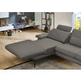 ECKSOFA in Echtleder Grau  - Schwarz/Grau, Design, Leder/Metall (180/310cm) - Dieter Knoll