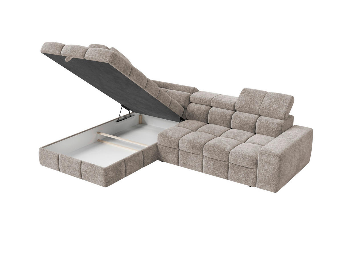 ECKSOFA  in Chenille Graubraun  - Graubraun/Schwarz, MODERN, Kunststoff/Textil (204/292cm) - Milino