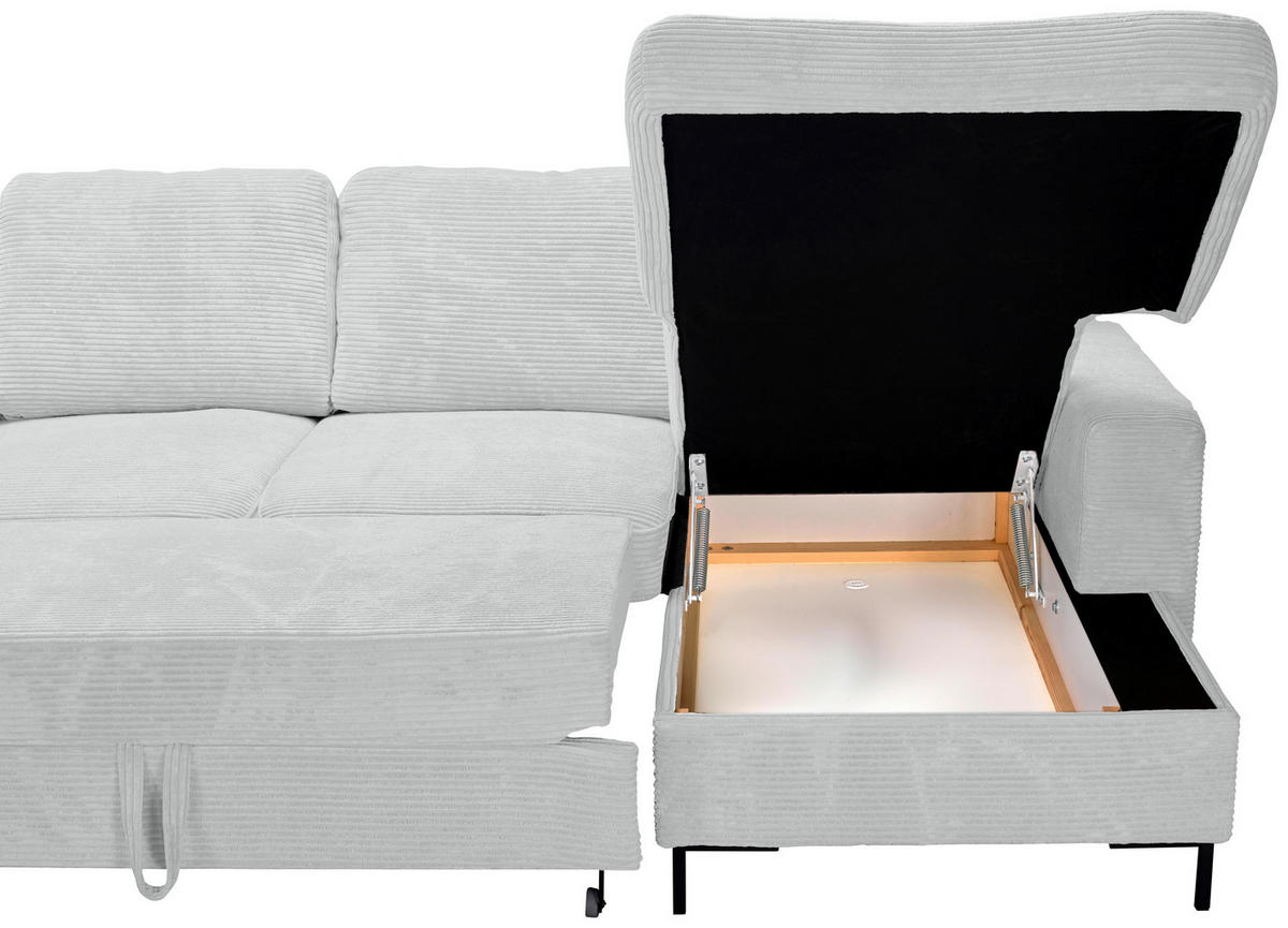WOHNLANDSCHAFT Naturfarben Cord  - Schwarz/Naturfarben, KONVENTIONELL, Textil/Metall (197/303/148cm) - Carryhome