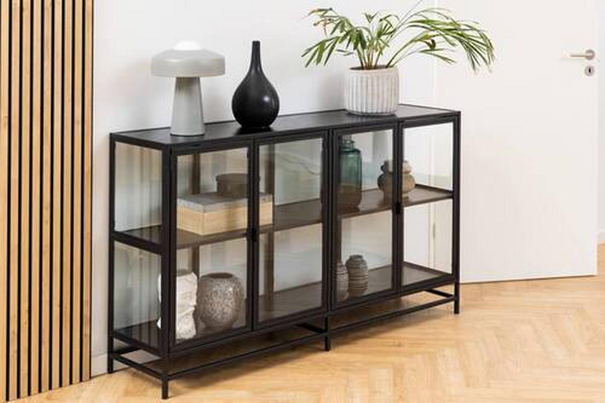 SIDEBOARD Seaford  in 152,4/86,4/35 cm  - Schwarz, Trend, Glas/Holzwerkstoff (152,4/86,4/35cm)