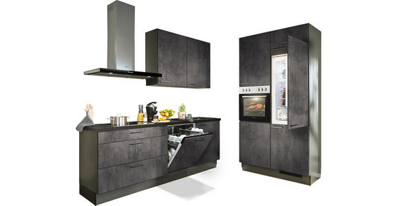 ECKKÜCHE 220/120 cm  in Graphitfarben, Schwarz  - Schwarz/Graphitfarben, Design, Holzwerkstoff/Metall (220/120cm) - Xora
