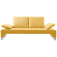 2,5-SITZER in Echtleder Gelb  - Gelb/Nickelfarben, Design, Leder/Metall (220/91/87cm) - Koinor