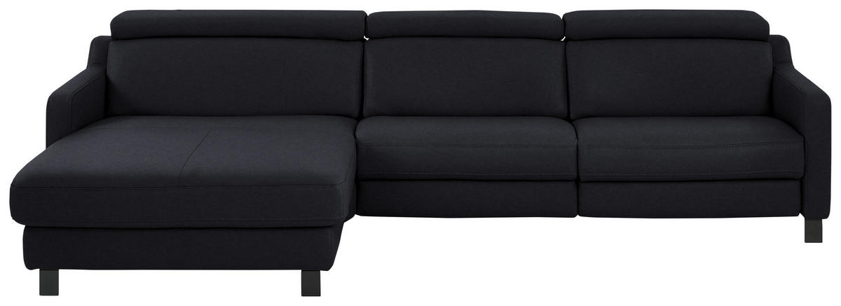 ECKSOFA in Echtleder Schwarz  - Schwarz, Design, Leder/Metall (176/291cm) - Valdera