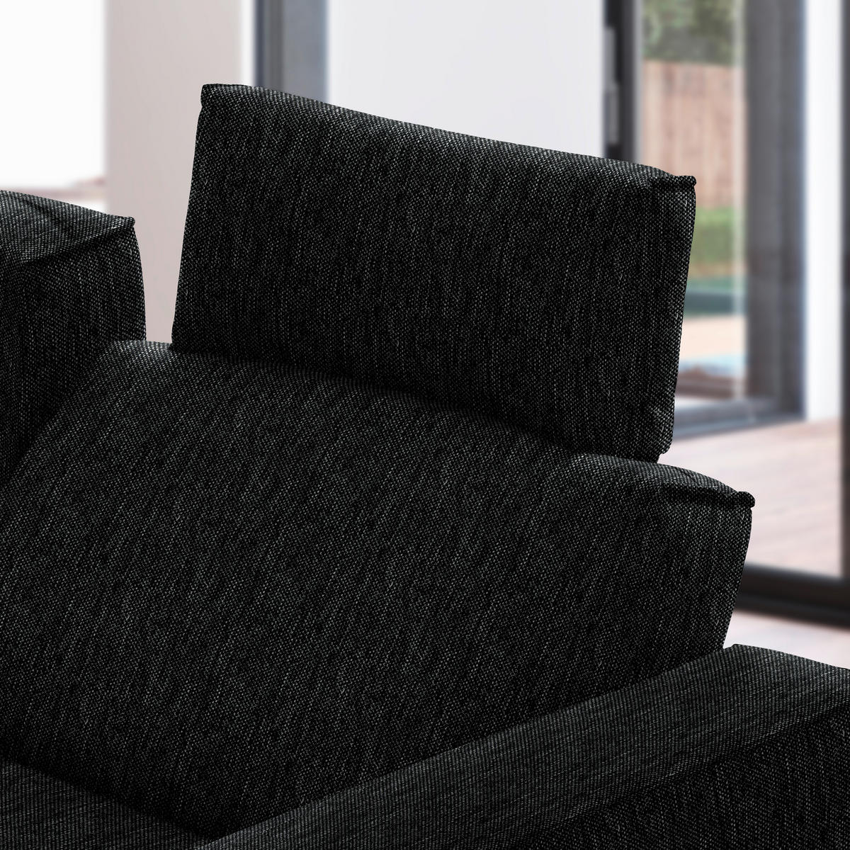 ECKSOFA in Flachgewebe Schwarz  - Schwarz, Design, Textil/Metall (210/260cm) - Johann Jakob