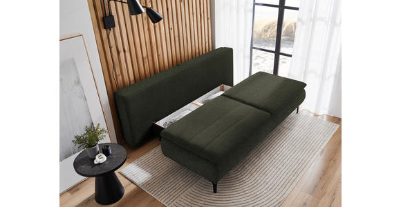 BOXSPRINGSOFA  in Flachgewebe Dunkelgrün  - Dunkelgrün, KONVENTIONELL, Textil/Metall (204/93/100cm) - Novel