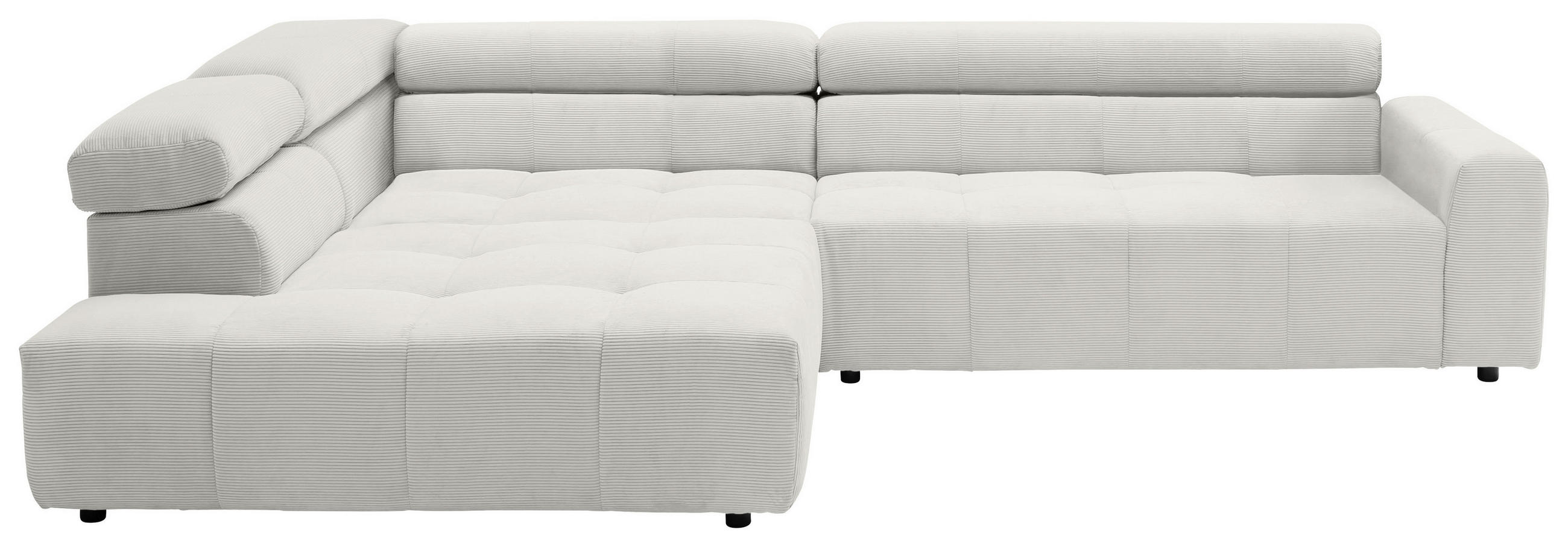ECKSOFA Weiß Feincord  - Schwarz/Weiß, KONVENTIONELL, Kunststoff/Textil (219/311cm) - Hom`in