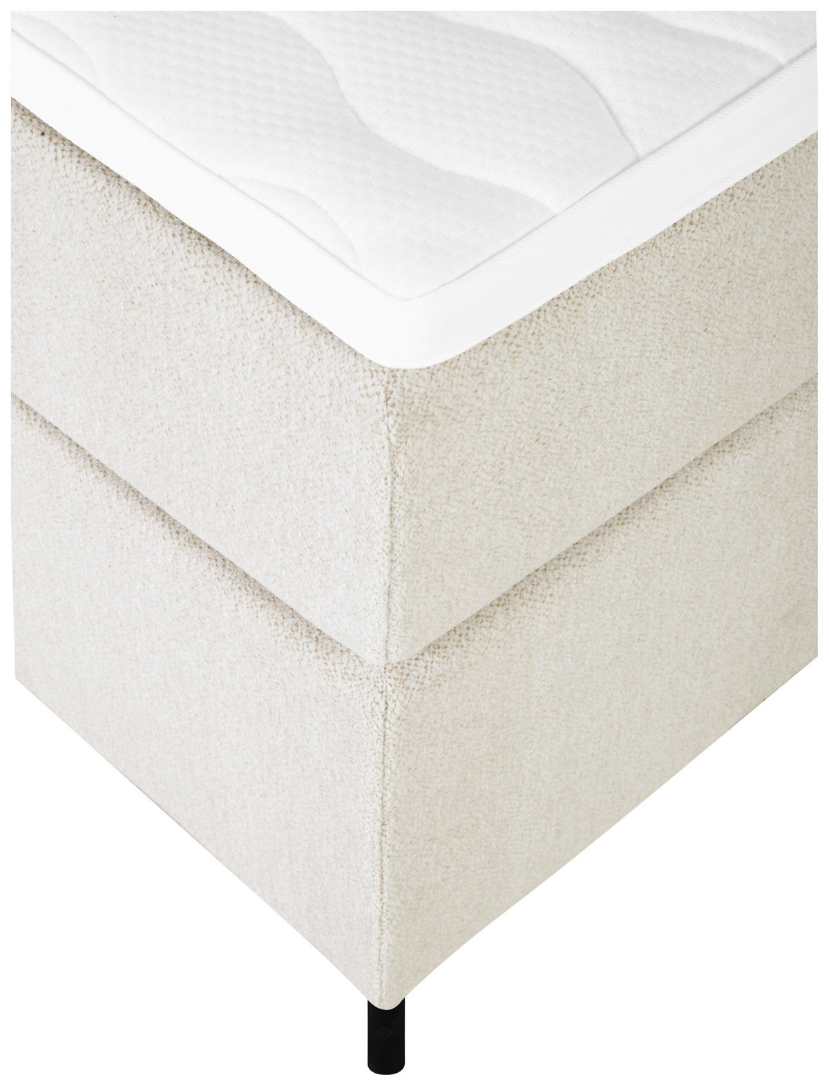 BOXSPRING-ÁGY 160/200 cm  krémszínű  - krémszínű/fekete, Modern, textil (160/200cm) - MID.YOU