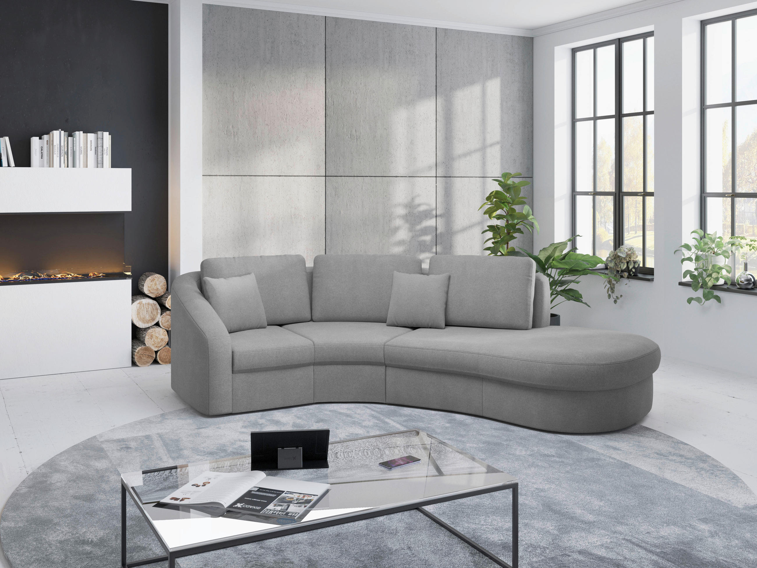 ECKSOFA in Mikrofaser Grau  266/230 cm  - Schwarz/Grau, MODERN, Kunststoff/Textil (266/230cm) - Sit & More